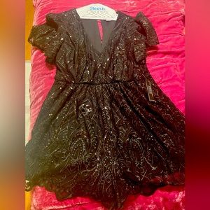 VENUS Black Sequin/Lace Romper